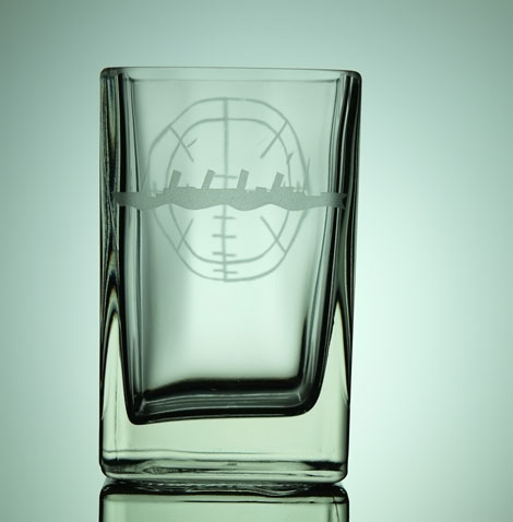 Ship in the cross hairs of a submarine. Clear glass