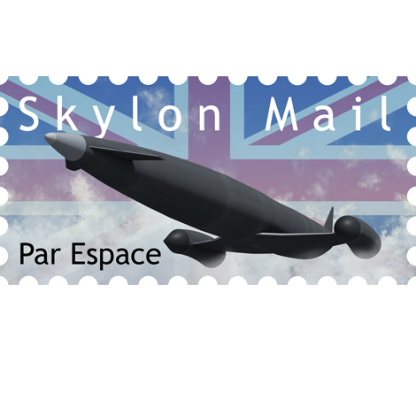 The Skylon Mach 5 aircraft with the union jack in th backgroud